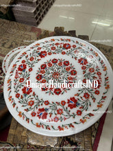 White Marble Inlay Coffee Table Top Carnelian Marquetry Floral Fine Arts Home decor Gifts Unique Handicrafts IND